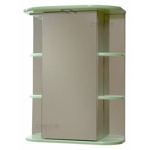 Зеркальный шкаф СанТа Стандарт Герда R (55 см) (со светильником) (фисташковый)