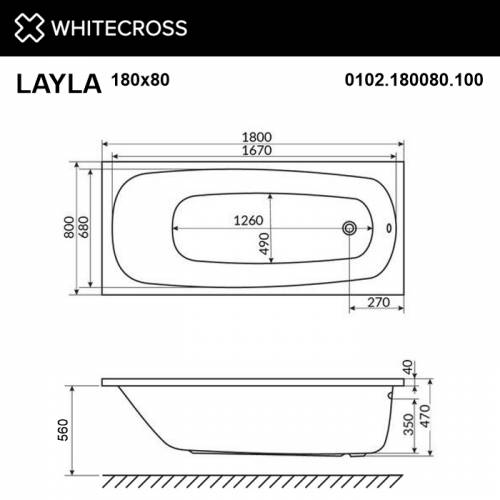 Акриловая ванна Whitecross Layla 180x80