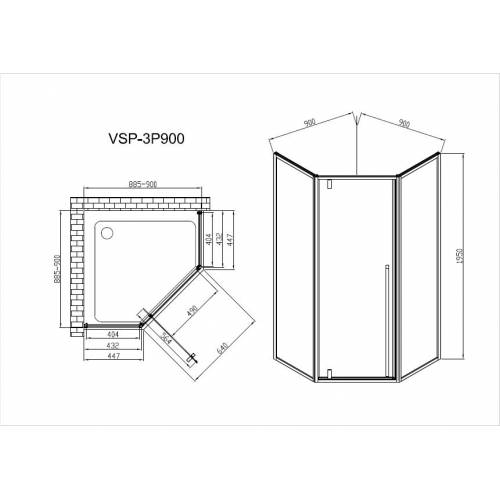 Душевой уголок Vincea Penta VSP-3P900CLB 90х90 черный, стекло прозрачное