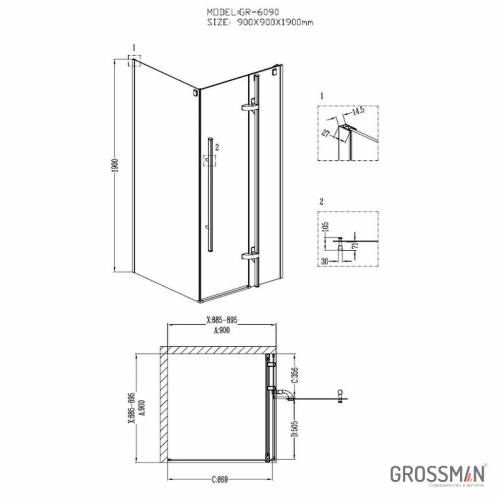 Душевой уголок Grossman Style GR-6090 90х90