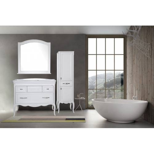 Комплект мебели для ванной ASB-Woodline Модерн 105, белый/патина серебро