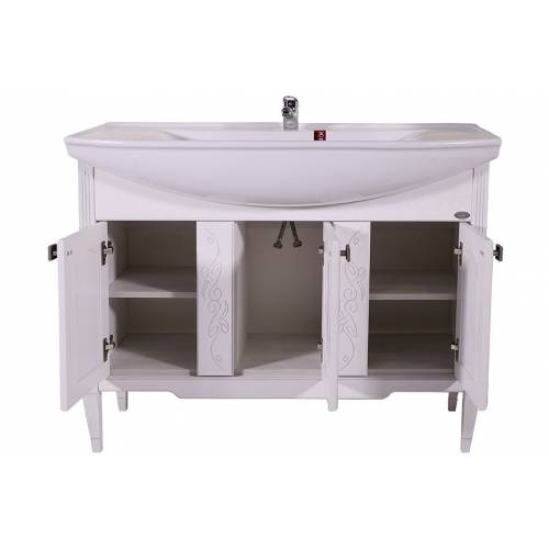 Комплект мебели для ванной ASB-Woodline Модена 105, белый/патина серебро