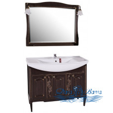 Комплект мебели для ванной ASB-Woodline Модена 105, темный орех/золотая патина