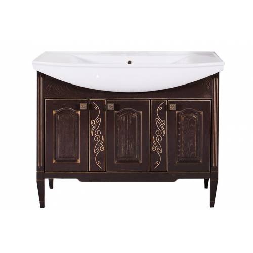 Комплект мебели для ванной ASB-Woodline Модена 105, темный орех/золотая патина