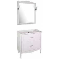 Комплект мебели для ванной ASB-Woodline Римини Nuovo 80, белый/патина серебро