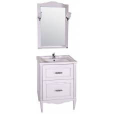 Комплект мебели для ванной ASB-Woodline Римини Nuovo 60, белый/патина серебро