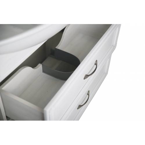 Комплект мебели для ванной ASB-Woodline Берта 85 (со шкафчиком), белый/патина серебро