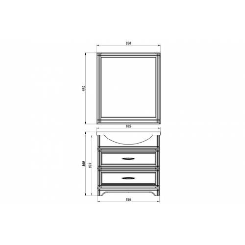 Комплект мебели для ванной ASB-Woodline Берта 85, белый/патина серебро