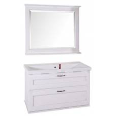 Комплект мебели для ванной ASB-Woodline Прато 100, белый/патина серебро