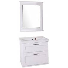 Комплект мебели для ванной ASB-Woodline Прато 70, белый/патина серебро