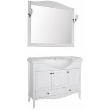 Комплект мебели для ванной ASB-Woodline Салерно 105, белый/патина серебро