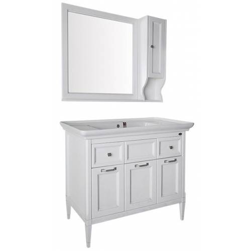 Комплект мебели для ванной ASB-Woodline Гранда 105, патина серебро