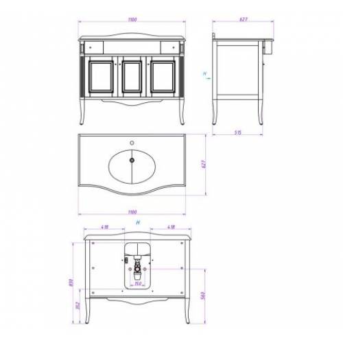 Комплект мебели для ванной Аллигатор Estete Aura 110 M-VR