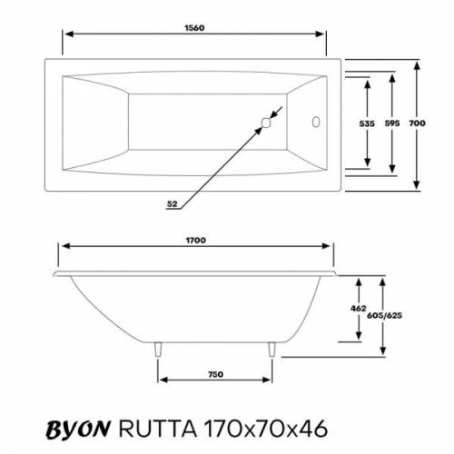 Чугунная ванна Byon Rutta 170x70 Ц0000175