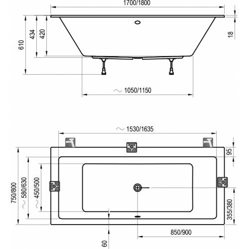Акриловая ванна RAVAK Formy 01 Slim 180x80 C881300000