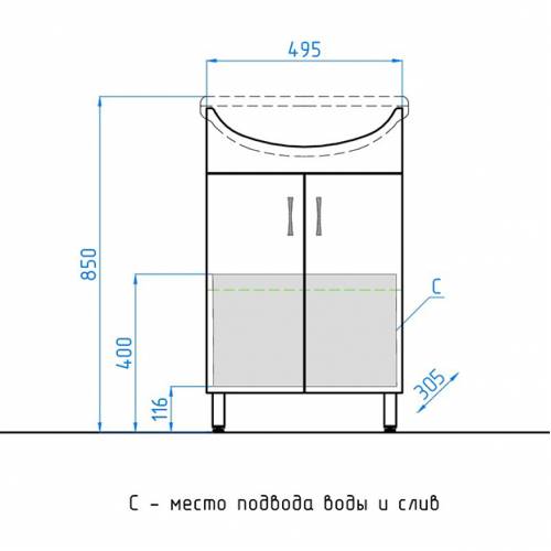 Тумба для ванной Style Line Эко Стандарт №9 55 (с дверками)