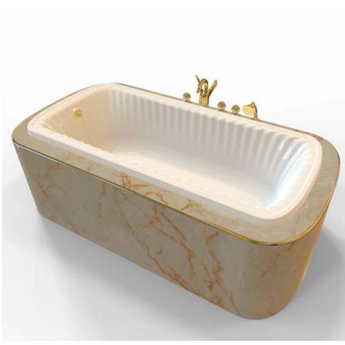 Ванна из литьевого мрамора Migliore OLIVIA Podium 175x80, встраиваемая, золото