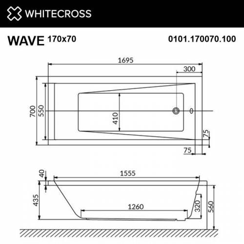 Акриловая ванна Whitecross Wave 170x70