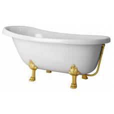 Ванна из литьевого мрамора Castone Даллас 170x82 ножки золото, слив-перелив внешний Vicario золото
