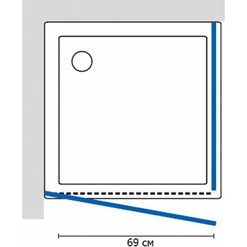 Душевой уголок GuteWetter Practic Square GK-401 левая 80x80 профиль хром