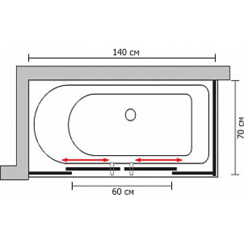 Шторка на ванну GuteWetter Slide Part GV-865 левая 140x70 профиль хром