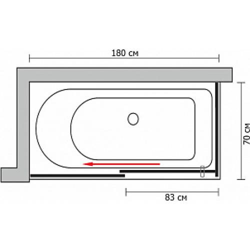 Шторка на ванну GuteWetter Slide Part GV-863A левая 180x70 профиль хром