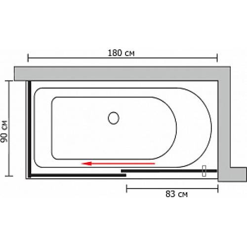 Шторка на ванну GuteWetter Slide Part GV-863B левая 180x90 профиль хром