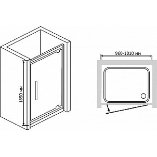 Душевая дверь в нишу RGW Passage PA-05 (960-1010) стекло чистое EasyClean
