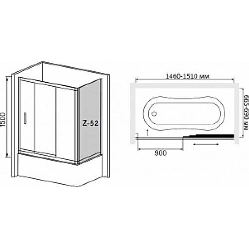 Шторка на ванну RGW Screens SC-81 (146-151)х70 профиль хром, стекло чистое