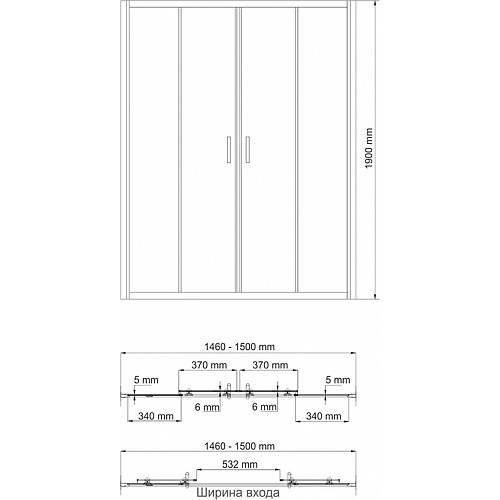 Душевая дверь в нишу Wasserkraft Amper 29S08 150