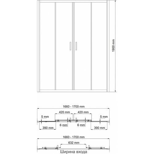 Душевая дверь в нишу Wasserkraft Amper 29S09 170