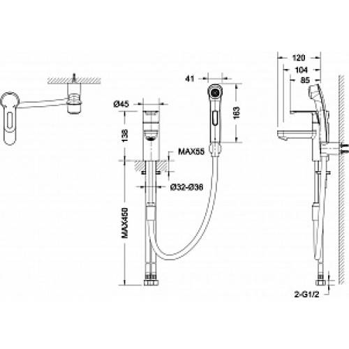 Смеситель Bravat Stream-D F137163C-1 для раковины с гигиеническим душем
