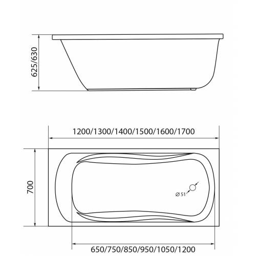 Акриловая ванна 1MarKa Classic 150x70 A