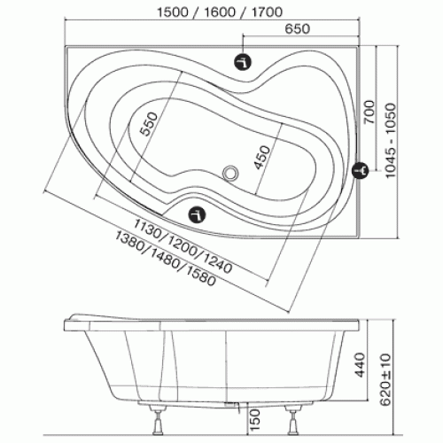 Акриловая ванна RAVAK Rosa II 150x105 R CJ21000000