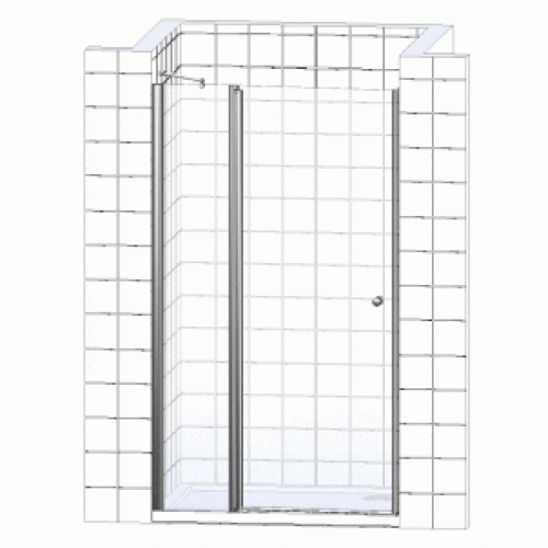 Душевая дверь в нишу Vegas Glass AFP 110 01 01 L вход 63, профиль белый, стекло прозрачное