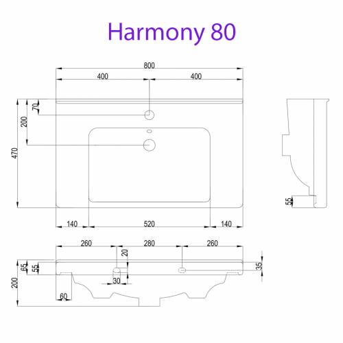 Раковина Myjoys Harmony (80 см)