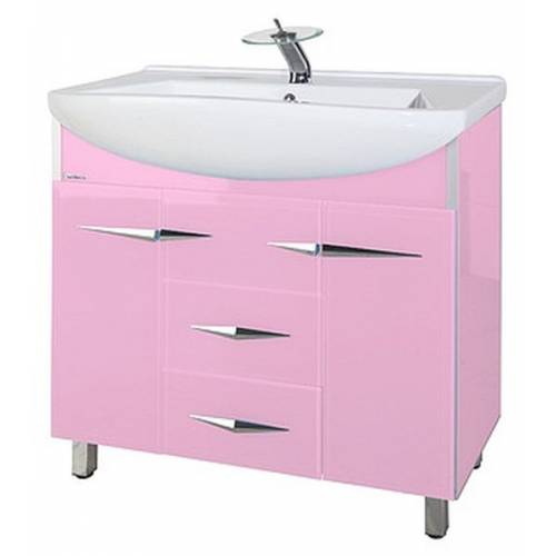 Тумба для ванной Bellezza Глория Гласс 90 (розовый)