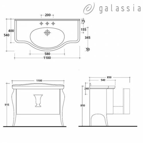 Тумба для ванной Galassia Ethos (8477) (110 см) белый