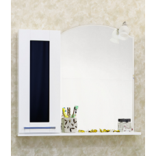 Зеркальный шкаф Sanflor Валлетта 80 белый L (черное стекло)