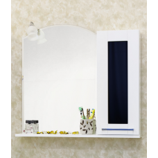 Зеркальный шкаф Sanflor Валлетта 80 белый R (черное стекло)