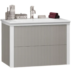 Тумба под раковину Opadiris Рубинно 80 подвесная, цвет серый глянцевый