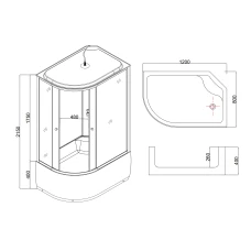 Душевая кабина Taliente TA-12080G(R) 120х80 тонированное стекло