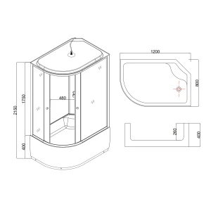 Душевая кабина Taliente TA-12080M(R) 120х80 матовое стекло