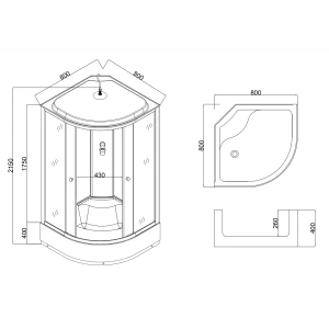 Душевая кабина Taliente TA-8080G 80х80 тонированное стекло