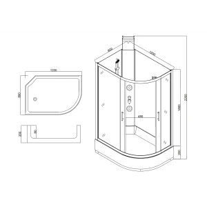 Душевая кабина Taliente TA-128CW(L) с гидромассажем 120х80, прозрачное стекло