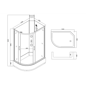 Душевая кабина Taliente TA-128CW(R) с гидромассажем 120х80, прозрачное стекло