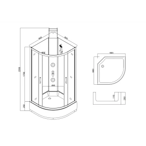 Душевая кабина Taliente TA-99CW 90х90 с гидромассажем,  прозрачное стекло