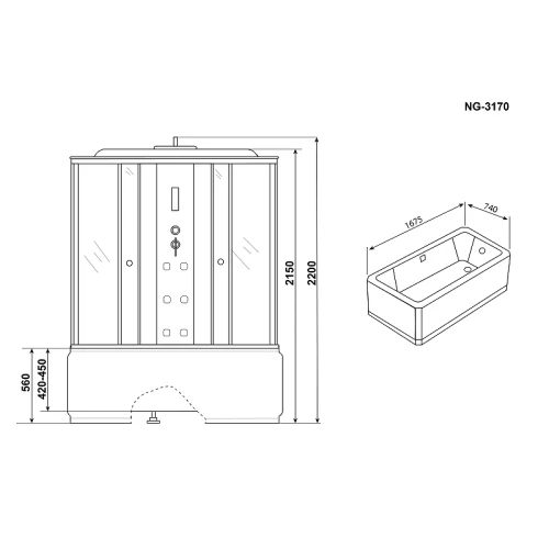 Душевой бокс Niagara Ultra NG-3170-01 170x75