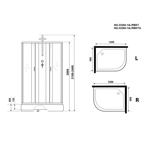 Душевая кабина Niagara Classic NG-33294-14RBKT 120x90