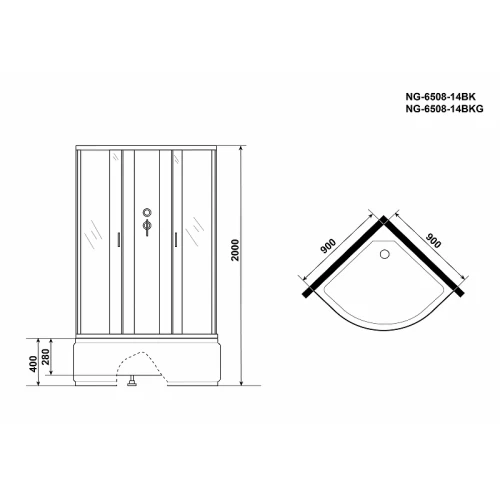 Душевая кабина Niagara Classic NG-6508-14BKG 90x90